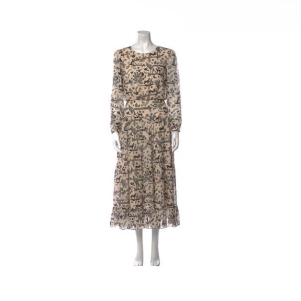 SALONI Cream and Black Long Sleeve Dress